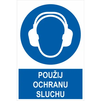 POUŽIJ OCHRANU SLUCHU ISO 7010 150 x 100 mm samolepící PVC fólie