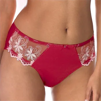 Kalhotky Blancheporte Klasické kalhotky Calenca zn. Confidence Lingerie®, ze saténu a vyšívaného tylu třešňová 54/56