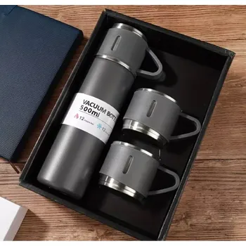 Sada s termoskou a hrnky z nerezové oceli - 500 ml - ŠEDÁ (Značka: ALL CUPS)