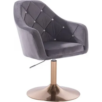 LuxuryForm DESIGN Kosmetické křeslo ROMA VELUR na zlatém talíři - tmavě šedé