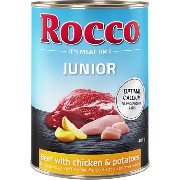 Krmivo pro psa 24x400g Rocco Junior - hovězí s kuřecím a brambory