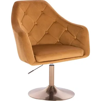 LuxuryForm DESIGN Kosmetické křeslo ANDORA VELUR na zlatém talíři - medové