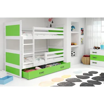 Dětská postel Dětská patrová postel RICO 200x90 cm Zelená Bílá