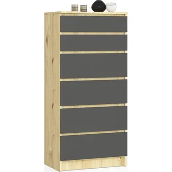 Ložnice Komoda K60 6SZ artisan oak/šedý grafit