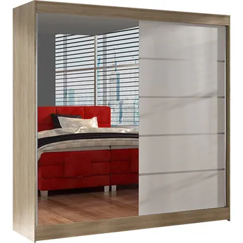 Šatní skříň Šatní skříň BASTI III šířka 200 cm - dub sonoma/bílá