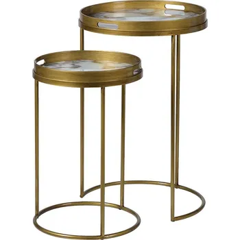 Barový stolek Art-deco set dvou příručních stolků Marle s mramorovou deskou