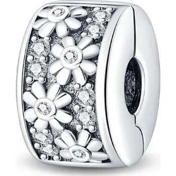 Korálek Prosperk Korálek stříbrný na náramek posetý kytičkami S1258