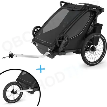 vozík za kolo Thule Chariot Sport 2 G3 Double Black + bike set + kočárkový set + běžecký set