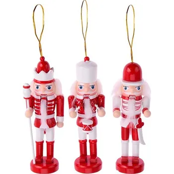 Vánoční dekorace LAALU Vánoční ozdoby - louskáček, červený, 12,5 cm, 3 ks