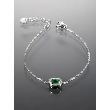 Náramek Prosperk Náramek z chirurgické oceli se zeleným krystalkem S2314