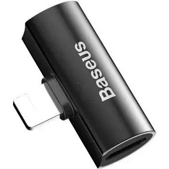 ADAPTÉR SHORT BASEUS HF/AUDIO + NABÍJENÍ IPHONE LIGHTNING BARVA ČERNÁ