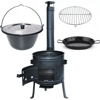 kotlíky Kotlíkový set Párty 3 v 1 smalt 39 cm s nerez poklicí (gulášová souprava pro zahradní sešlost)