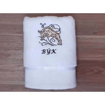 Osuška Luxusní osuška se znamením BÝK 450g bílá/hnědá