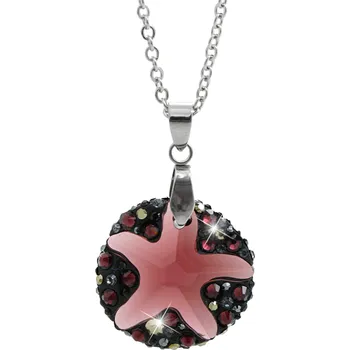 Módní doplněk JSB bijoux s.r.o. Ocelový náhrdelník s kamenem ve tvaru hvězdice doplněný krystaly Swarovski Red Magma