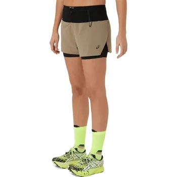 Dámské kraťasy Asics Fuji 2in1 Short Ld42 Beige/Black 12 (M)