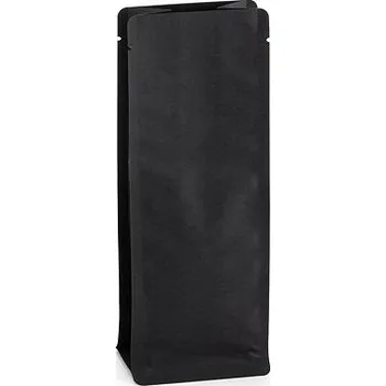 Sáček na potraviny Sáček s plochým dnem | černý kraft papír bez AL vrstvy obsah 300ml (80 x 210 + 50 mm)