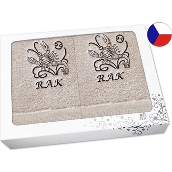 Ručník Luxusní dárková sada ručník + osuška Znamení Rak béžová/hnědá