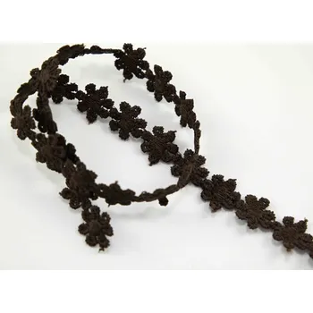 Vzdušná krajka kytička - hnědá - šířka 1,3 cm