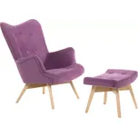 Křeslo Picolo s podnožkou, fialová/ přírodní (ART 14861)