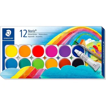 Vodová barva Staedtler Staedtler, 888 NC12, Noris club, sada akvarelových vodových barev, 12 odstínů