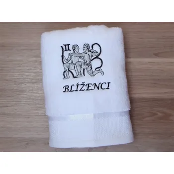 Osuška Luxusní osuška se znamením BLÍŽENCI 450g bílá/šedá