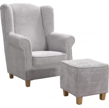 Křeslo Křeslo ušák AS s taburetem, šedá / přírodní (anafi mil 7232)