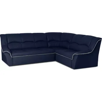 Sedací souprava Kožená rohová sedací souprava DUBAJ LUX XL II, pravá, tm. modrá (K-58)_bílá (U-1)