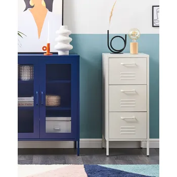 Koupelnový nábytek Úložná skříňka se 3 zásuvkami bílá kovová domácí kancelář malá skříňka se zásuvkami Beliani