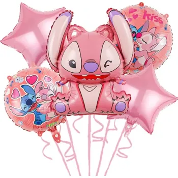 Balónek Sada Foliových balonků Lilo a Stitch Růžová 5 ks