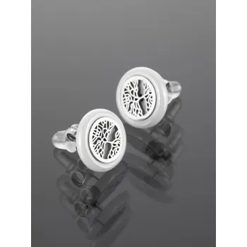 Náušnice Prosperk Náušnice z oceli a bílé keramiky strom života S1363