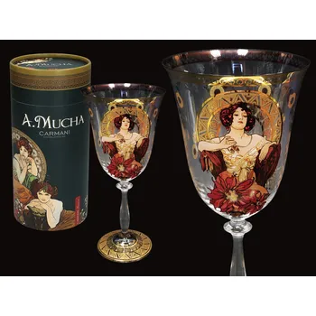 Sklenice Carmani® Carmani - Sklenice na víno A. Mucha, Rubin v dárkovém balení - 450 ml