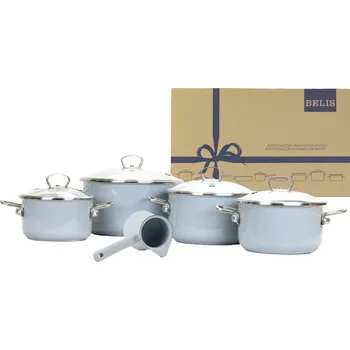 Sada nádobí BELIS Smaltovaná sada nádobí 9-dílná - PREMIUM šedý
