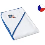 Osuška pro miminko s kapucí a výšivkou 75x75 Pirát bílá/tmavě modrá 350g