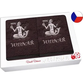 Ručník Vánoční dárková sada ručník + osuška Znamení Vodnář hnědá/hnědá