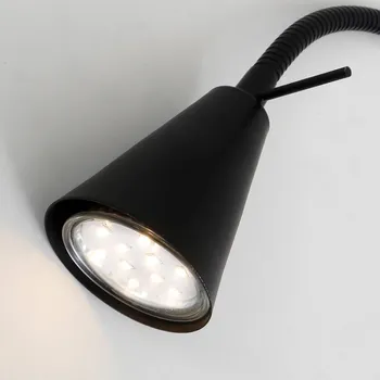 Lampička Briloner LED nástěnné světlo Tusa, černé, kov, 45 cm, flexibilní rameno - Ø hlava 5,8 cm; Ø nástěnný držák 8 cm; délka přívodního kabelu 180 cm černý 1 x 4 W LED - Doprava zdarma