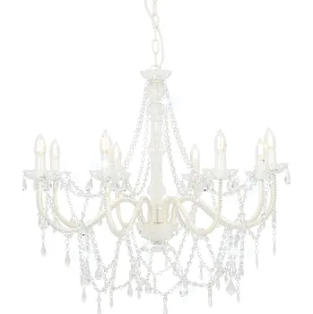 vidaXL Marketos Lustr s korálky bílý 8 x žárovky E14