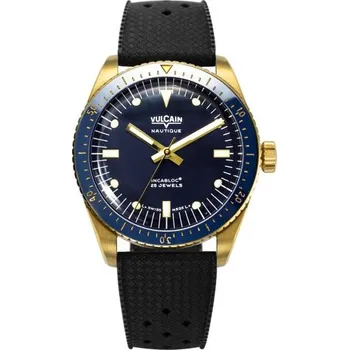 Hodinky Vulcain Skindiver Nautique Gold / Blue - Rubber + 5 let záruka a dárek ZDARMA