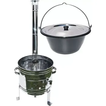 kotlíky Kotlíkový set Párty Echo smalt 39 cm nerez poklice (gulášová souprava s nerezovou kotlinou pro zahradní sešlost)