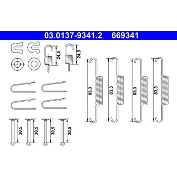 Brzdový systém Sada příslušenství, parkovací brzdové čelisti ATE 03.0137-9341.2