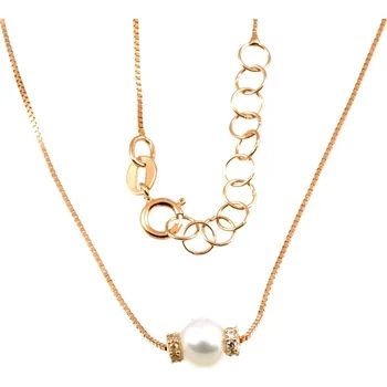 Náhrdelník ŠPERKY-NM, Náhrdelník s perličkou v růžovém zlatě 1035 Délka náhrdelníku: 42 cm