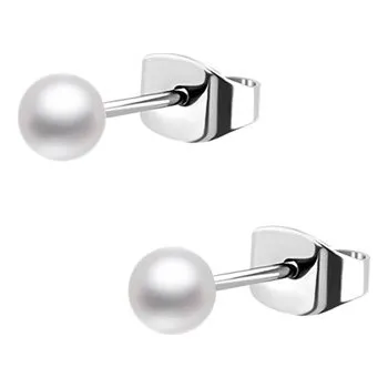 Náušnice Šperky4U Ocelové náušnice perličky bílé - OPN1971-03