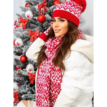 Šála Vánoční červený komplet šála, čepice a rukavice KPL36-22, VELIKOST UNI