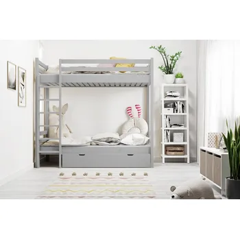 Postel Patrová postel Olivia 90/200 cm šedá + šuplík + rošty ZDARMA