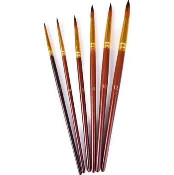 Umělecký štětec ART | 6 ks umělecké kulaté štětce | dřevěná rukojeť & zlaté syntetické štětiny | pro všechny typy barev Dedra