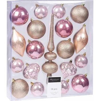 Vánoční ozdoba HOMESTYLING Vánoční ozdoby se špičkou sada 19 ks rosegold KO-CAN214940 - VÝPRODEJ