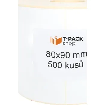 Samolepící etiketa Termální etikety 80x90 500ks 40mm žil Bílá