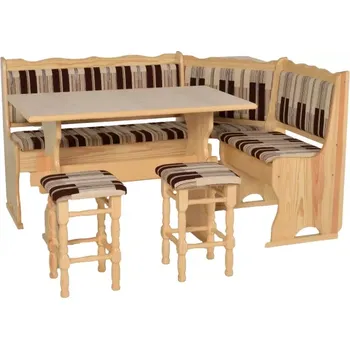 Jídelní set Rohový jídelní komplet N2, přírodní / hnědooranžová