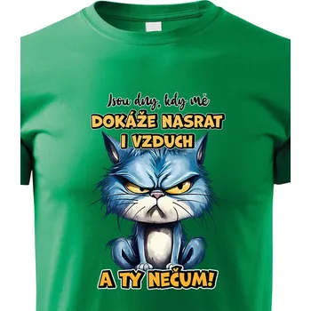 Chlapecké tričko Dětské tričko Kočka - Jsou dny, kdy mě dokáže nasrat i vzduch a ty nečum, Barva Zelená, Velikost 134 cm/8 roků, Canvas Dětské tričko 2654