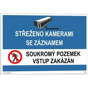 Značení Traiva s.r.o. Střeženo kamerami se záznamem soukromý pozemek Verze: Samolepka 105 x 74 mm tl. 0.1 mm - Kód: 16049