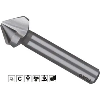 Vrták Ruko 102263 - Záhlubník kuželový pr. 10,4 mm tříbřitý 90°, válcová stopka pr. 6 mm, HM hartmetall, tvrdokov